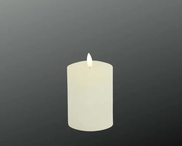 LED Kerze Echtwachs creme mit Timer H10cm+12cm+16cm 3Größen wählbar
