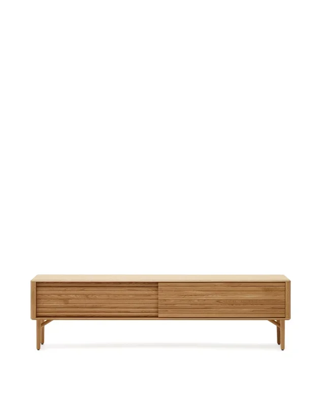 Lenon TV-Schrank 2 Türen aus massiver Eiche und Furnier 200 x 57 cm FSC MIX Credit