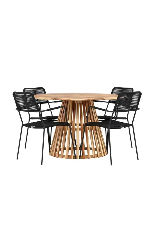 Lumpur Gartentisch Set rund + Lindos Armchair