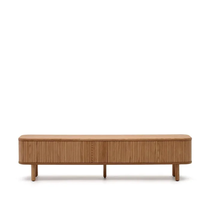 Mailen TV-Möbel 2 Türen in Eschenfurnier und natürlichem Finish 200 x 50 cm