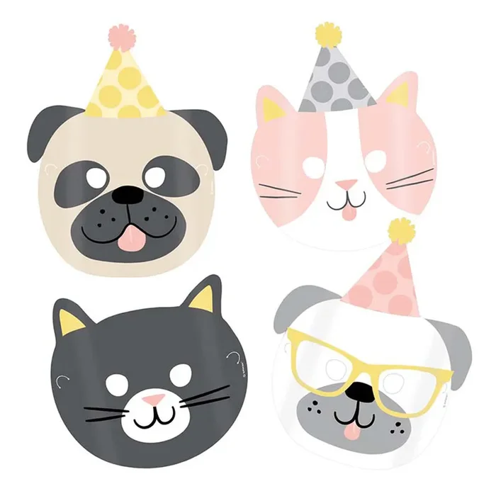 Maske Pappe Hello Pets 8 Stück