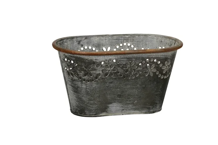 Metall Jardiniere Blütenrand Ø26x15cm H14cm Pflanzgefäß