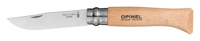 OPINEL Messer Nr. 8 Edelstahl Buchenholzgriff transparent lackiert 8.5 cm