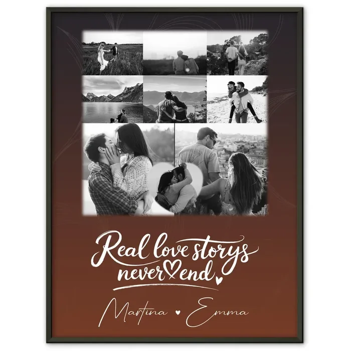 Pärchen Poster Personalisiert 8 Fotos und 1 Herz Foto Together