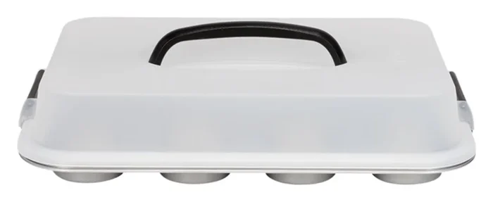 PATISSE Muffin-Backblech mit Tragedeckel 12tlg Silver-Top