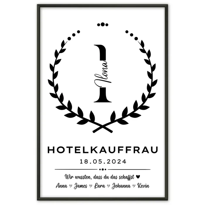 Personal Geschenk Abschluss Ausbildung Hotelkauffrau Poster