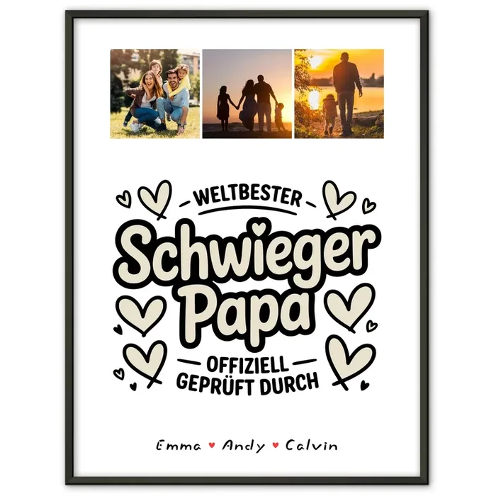 Personalisierbares Poster Schwiegerpapa Fotocollage Weltbester Schwiegerpapa Offiziell Geprüft Durch