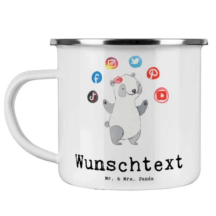 Personalisierte Emaille Tasse Content Manager mit Herz