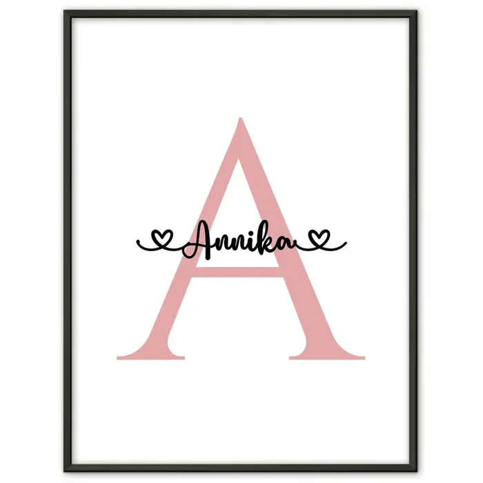 Personalisierte Poster Buchstabe A für Mädchen mit lieben Buchstaben