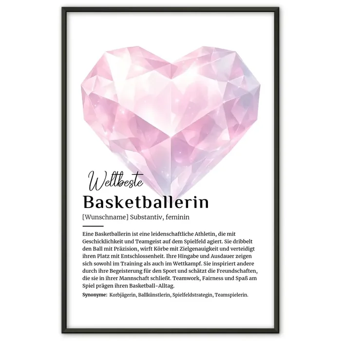 Personalisierte Poster Definition Basketballerin mit Namen Geschenk