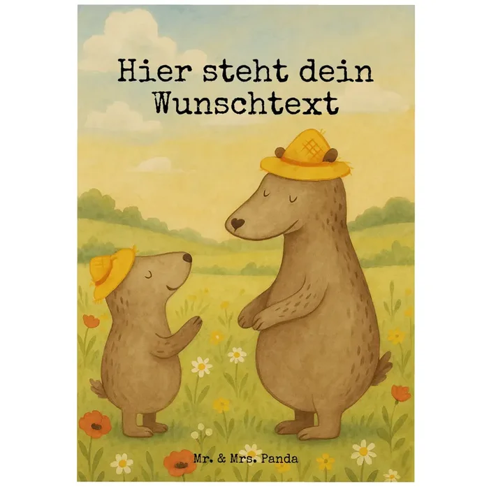 Personalisierte Postkarte Bären mit Hut Design