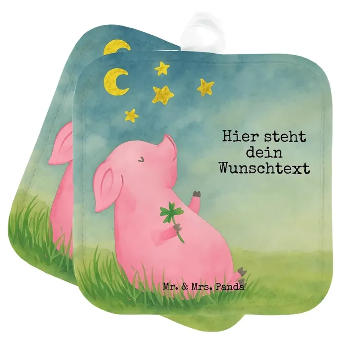 Personalisierte Topflappen Schwein Glück Design