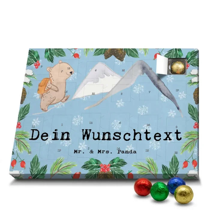 Personalisierter Schoko Adventskalender Bär Bergsteigen