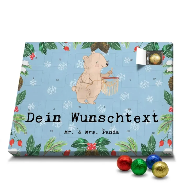 Personalisierter Schoko Adventskalender Bär Makramee