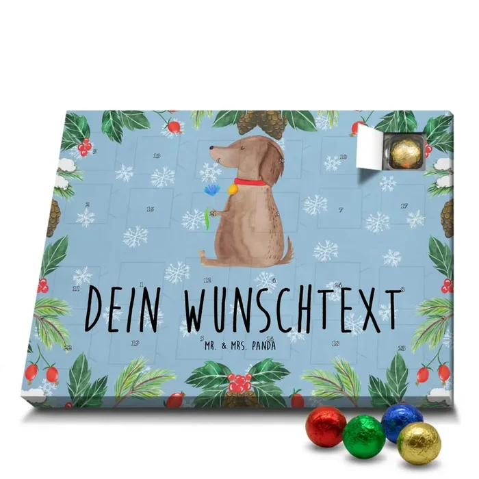 Personalisierter Schoko Adventskalender Hund Blume