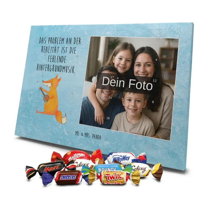 Personalisierter Schoko Foto Adventskalender Fuchs Gitarre