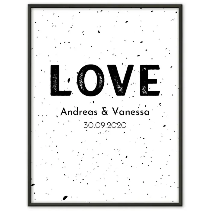 Personalisiertes Liebesposter You And Me Pink Mit Namen und Datum