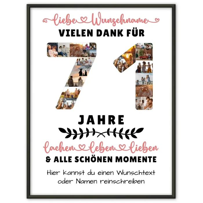 Personalisiertes Poster 71 Geburtstag Für Mama Papa Oma & Opa