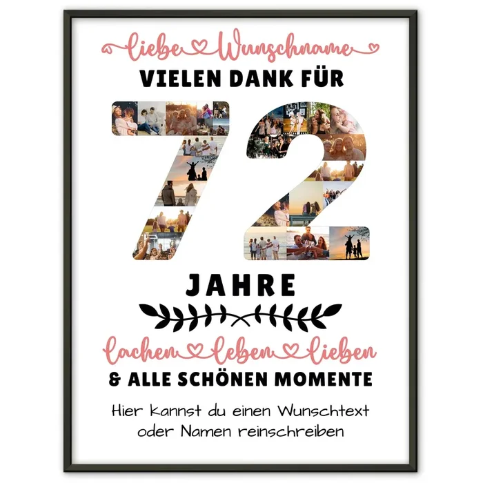 Personalisiertes Poster 72 Geburtstag Für Papa Mama Oma & Opa