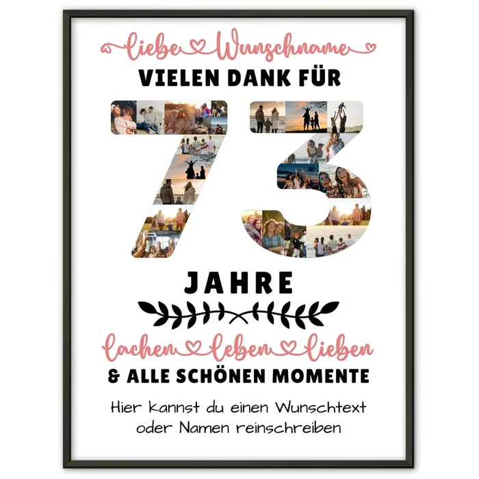 Personalisiertes Poster 73 Geburtstag Für Mama Papa Oma & Opa