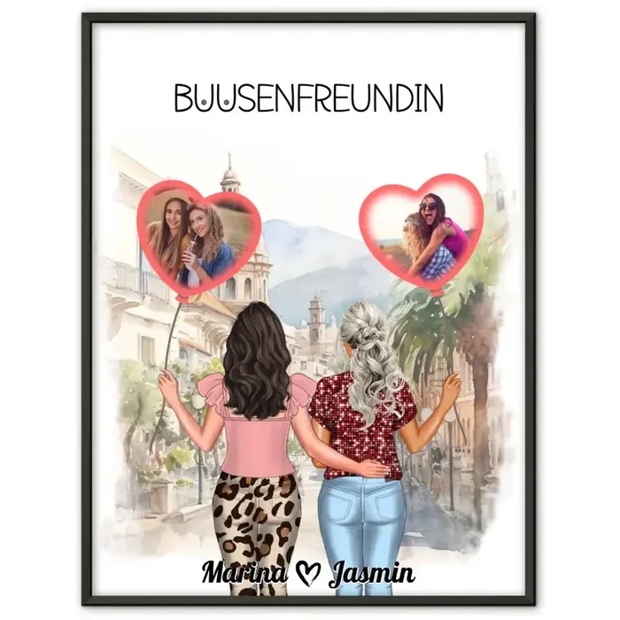 Personalisiertes Poster Freundinnen Busenfreundin und Fotos