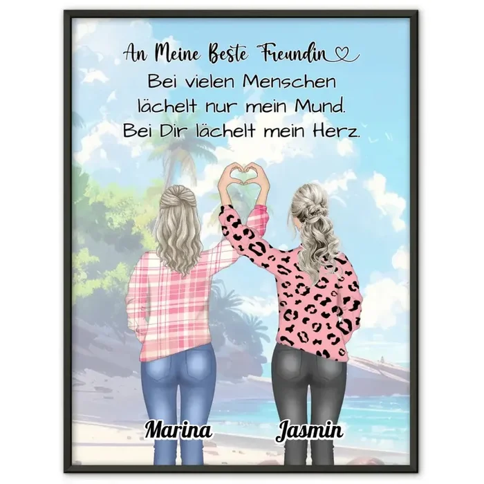 Personalisiertes Poster Freundinnen Mein Herz lächelt