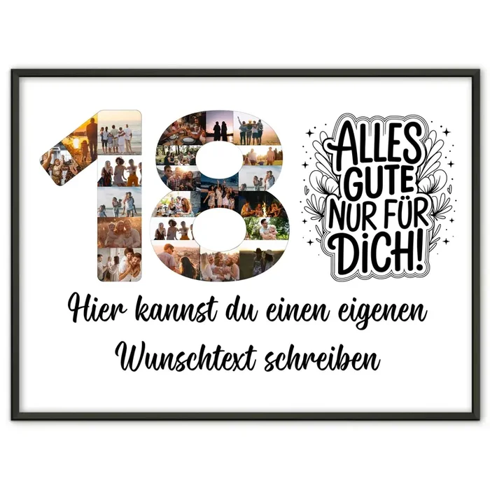 Personalisiertes Poster Wunschtext 18 Geburtstag Alles Gute für Dich
