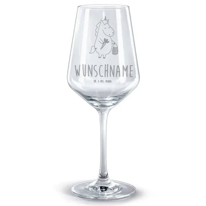 Personalisiertes Rotwein Glas Einhorn Vegan