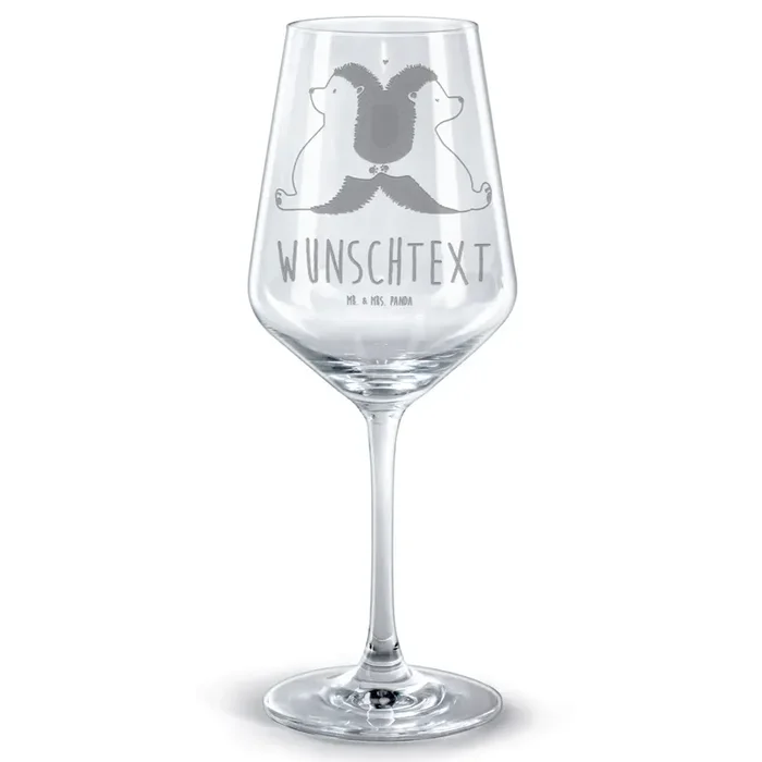 Personalisiertes Rotwein Glas Igel händchenhaltend