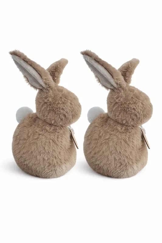 Plüschhase 2erSet braun – Deko-Hase aus Plüsch, 18 × 8 × H27 cm – Oster- & Frühlingsdekoration für Wohnbereich