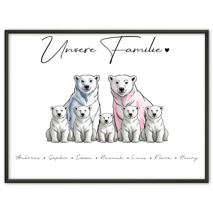 Poster Familie Mit Namen Eisbären Familienporträt Geschenk für Oma Opa Mama Papa