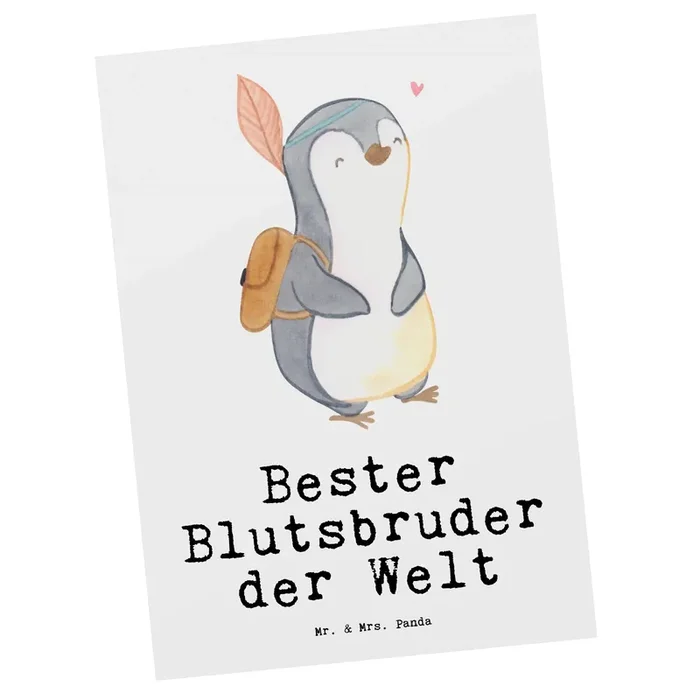 Postkarte Pinguin Bester Blutsbruder der Welt
