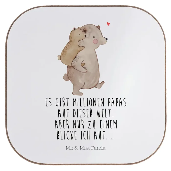 Quadratische Untersetzer Papa Bär