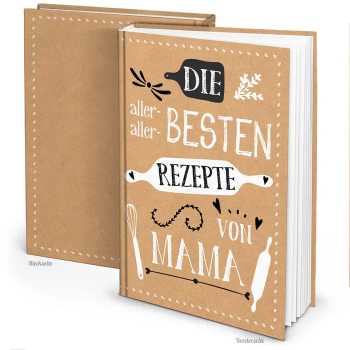 Rezeptbuch REZEPTE VON MAMA – DIN A4 leeres Buch zum Selberschreiben als Geschenk für Kinder