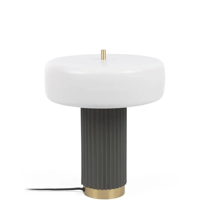 Serenella Tischlampe aus Metall mit weiss und grün lackiertem Finish