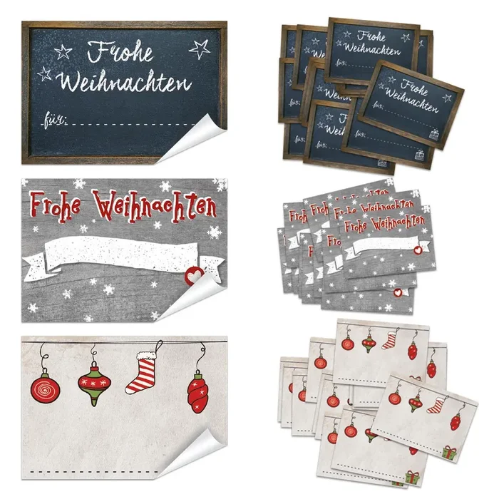 SET 3 x 50 weihnachtliche Geschenkaufkleber 7 x 5 cm zum Beschriften