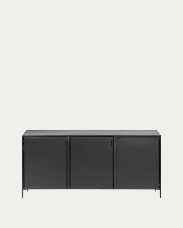 Shantay Sideboard 3 Türen aus Stahl mit Finish in Schwarz 160 x 72 cm