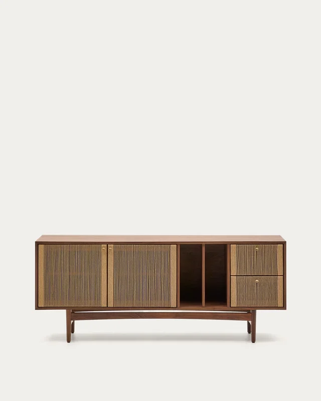 Sideboard Elan 2 Türen 2 Schubladen massives Nussholz und Furnier Seil 180x73cm FSC Mix Cr