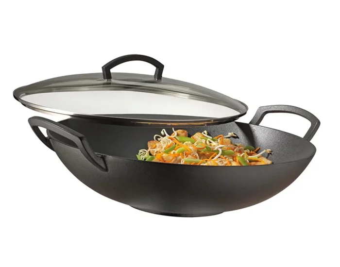 SPRING Wok Gusseisen mit Glasdeckel ø 35 cm