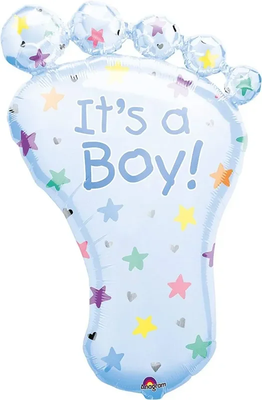SuperShape Folienballon „It’s a Boy – Fuß “ | 58x82cm