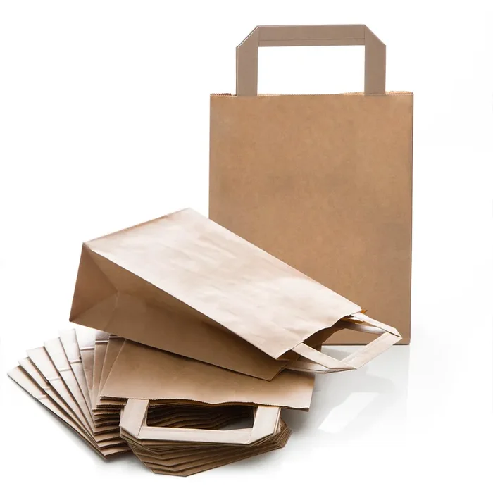 Tasche mit Henkel & Boden 18 x 22 x 8 cm aus Kraftpapier braun als Verpackung