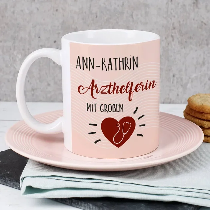 Tasse für eine Arzthelferin mit großem Herz – als Dankeschön