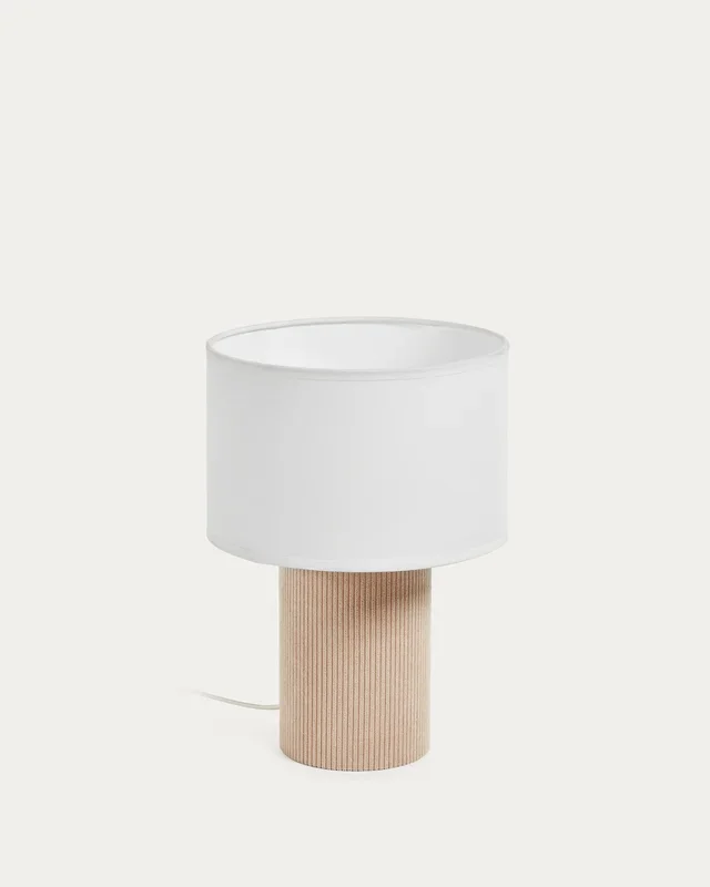 Tischlampe Bianella aus beigem Cord