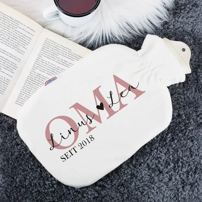 Wärmflasche für die beste Oma mit Ihrem Wunschtext und Jahr