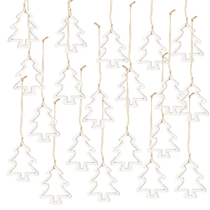 Weihnachtsanhänger Tannenbaum Silhouette aus Holz, 20 Stück, 9 cm, weiß