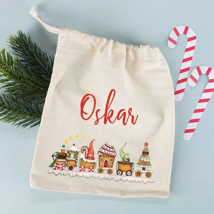 Wichtel Weihnachtszug – Geschenksack in 3 verschiedenen Größen