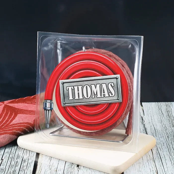 Wurst Schlauchtrommel mit Name – Snack Wurst – Feuerwehrschlauch