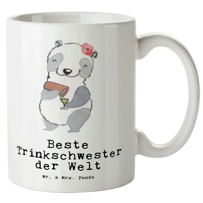 XL Tasse Panda Beste Trinkschwester der Welt
