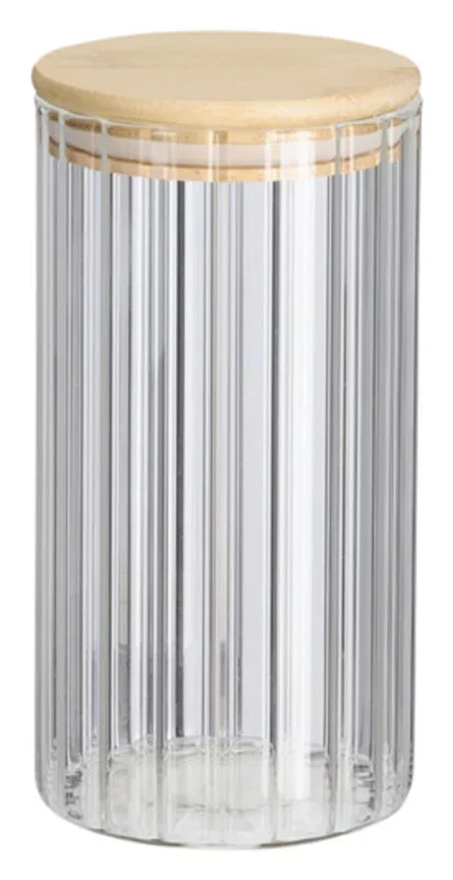ZELLER Vorratsglas Rillen mit Bambusdeckel 850 ml ø 9×17.5 cm